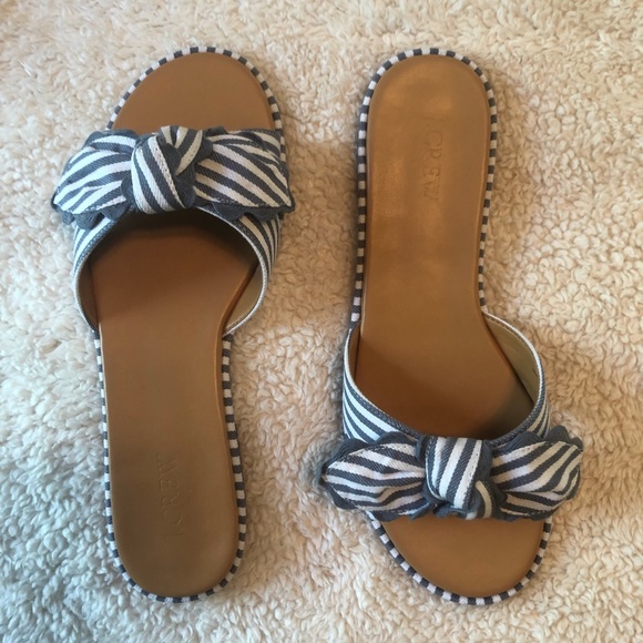 NWB | J. Crew | Striped | Bow | Slide Sandals - Picture 2 of 5